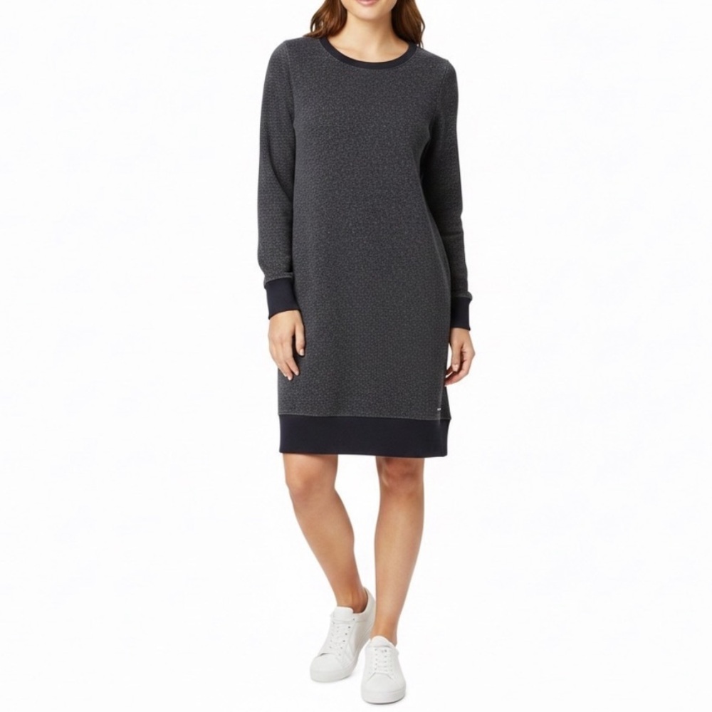 ROOTS Salt & Pepper Heritage Fleece Sweater Dress Knit Tunic Heathered Grey L